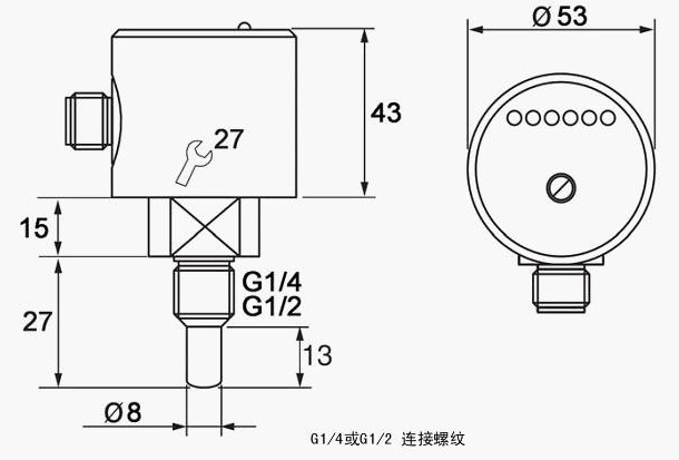 熱導(dǎo)式流量開關(guān)的尺寸 熱導(dǎo)式流量開關(guān)的尺寸